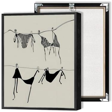 Imagem de Arte de parede de biquíni preto e branco na moda meninas sexy biquíni pôster em tela coquete quarto feminino impressões estéticas pintura para sala de estar quarto apartamento decoração de parede 20 x