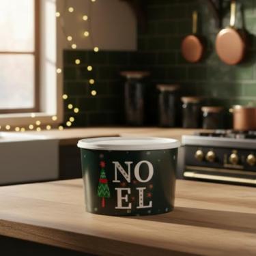 Imagem de Pote Plastico Natal 2 Litros 2 Unidades Porta Mantimentos Doces Biscoitos Estampa decorada(Pote Verde Unidade)