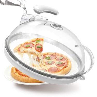 Imagem de Capa para respingos de micro-ondas com vaporizador de água, capa de micro-ondas atualizada para alimentos com alça, capas de prato transparentes, protetor contra respingos, utensílios essenciais de