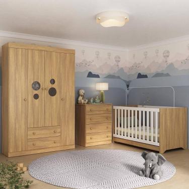 Imagem de Quarto de Bebê Completo com Berço Americano 3 em 1 Pirulito Multimóveis MP4617