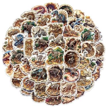 Imagem de Pacote de adesivos Dinosaur Fossil, 50 peças de vinil impermeável para crianças