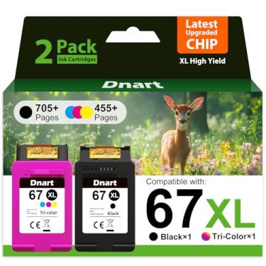 Imagem de Cartuchos de tinta 67XL de substituição para HP Ink 67 alto rendimento HP67 pacote combo de tinta preta HP67XL Apto para DeskJet 2700e 2700 2855e 2827e 2755e 2755 4155e 4255e para impressora Envy 6000