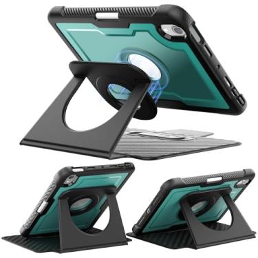 Imagem de Miimall Capa magnética para iPad mini A17 Pro com capa fólio removível, suporte giratório de 360 graus, função despertar/hibernar automática, suporte para Apple Pencil embutido para iPad mini 7 (verde