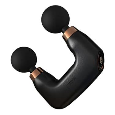 Imagem de Massageador Corporal Duplo, Pistola de Massagem Muscular, Preto, 6 Velocidades, 6 Ponteiras, Bateria Recarregável, 14x14cm, 25W