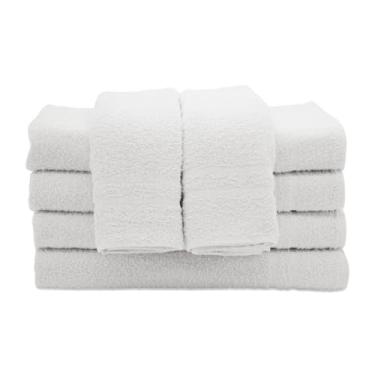 Imagem de Kit com 10 Toalhas Rosto Brancas Profissional 400g/m² para Salão de Beleza 45x80cm - 100% Algodão