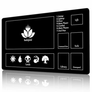 Imagem de MTG Playmat Stitched with Magic Zone Non-Slip Rubber Backing Printing Commander Board Game Desk Mat Duel Mat TCG Playmat PTCG Playmat 24x14 inches and Free Storage Bags (Black)