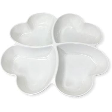 Imagem de Petisqueira Coração em Melamina, 4 Divisórias, Prato para Servir Petiscos, Formato Coração, 27cm