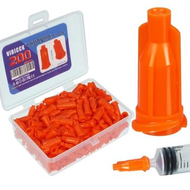 Imagem de VIBICCK 200 peças de tampas de garrafa de cola laranja tampas de vedação de garrafa de seringa tampas de ponta de agulha de distribuição (200 peças laranja)