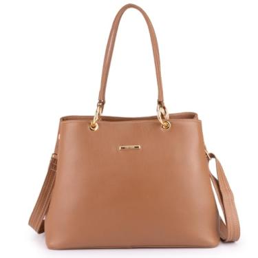 Imagem de Bolsa Feminina Grande Ombro Tiracolo Moderna Couro Sifra (CARAMELO)