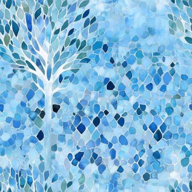 Imagem de MAGAFA Papel de parede para porta-malas aquarela folhas azuis autoadesivo removível floresta de inverno papel de contato amigável para locatário para quarto banheiro prateleira forro 45 x 300 cm