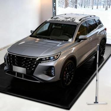 Imagem de HolaDream Tapete antiderrapante para chão de garagem (2,5 m x 50 cm), tapete de contenção de PVC atualizado com limpador de borracha e cantos fixos - Proteção resistente à prova d'água contra neve