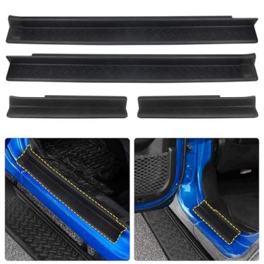 Imagem de KAKABAS Protetores de soleira de porta compatíveis com Jeep Wrangler JK Unlimited JKU 2007-2018, protetores de entrada de porta (4 peças)