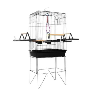 Imagem de Gaiola Viveiro Calopsita com e sem Bandejas Laterais C/Pé Grande Agapórnis Aves Mansas(TRIPLEX-FULL BLACK C/ 03 ABAS)