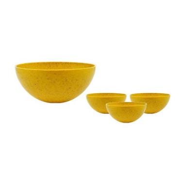 Imagem de Kit 4 Mini Bowl Fibra Madeira Green Colors Amarelo 240Ml - Bb Store