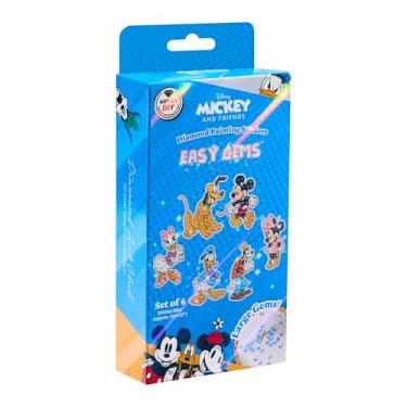 Imagem de DIAMOND ART CLUB Easy Gems Kit de adesivos de pintura de diamante Mickey e amigos, adesivos de arte de diamante para iniciantes, artesanato divertido DIY para adultos, 5 cm x 5 cm (pacote com 6)