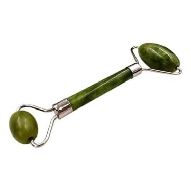 Imagem de Rolo Facial Quartzo Verde Natural – Massagem Relaxante para Skincare | Antiinchaço, Antiolheiras e Pele Mais Firme | Aumenta a Absorção de Séruns | Pedra Gelada e Suave