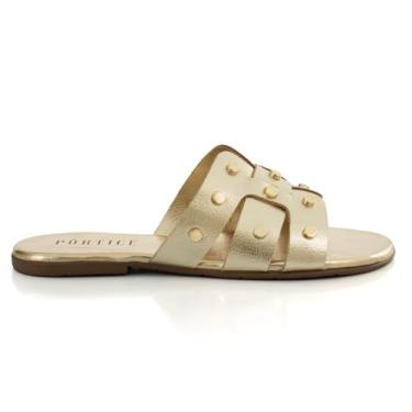 Imagem de Sandalia Feminina Rasteirinha Flat Flatform Rasteira Enfeite Metal (Dourado, BR, Adulto, Numérico, 34)