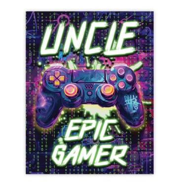 Imagem de Stuff4 Pôster de aniversário do tio sem moldura - Epic Gamer - Presentes exclusivos de feliz aniversário para tio, sobrinha, 20 x 25 cm, decoração de dia dos pais