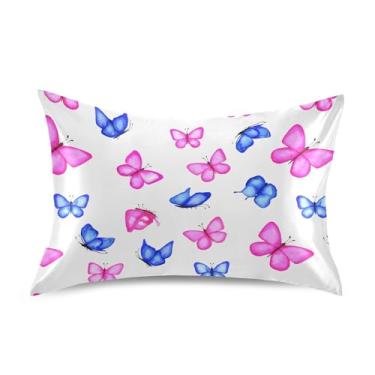 Imagem de SEHANY Capas de almofada de seda com laço rosa para cabelo e pele, capas de almofada de cetim respiráveis macias e refrescantes com fecho de envelope, tamanho king (50 x 76 cm)