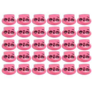 Imagem de Ymiko Trava de Cabo de Metal Com 30 Peças, Com Rolha Deslizante de Furo Duplo para Cordões, Mochilas, Bolsas e Cadarços, Clipes de Fixação de Mola (Rosa Vermelha)
