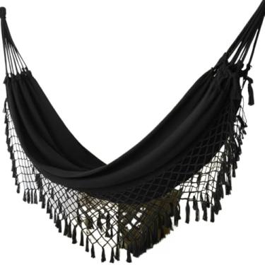 Imagem de Rede Casal Grande Reforçada para Descanso e Balanço Perfeita para Família, Quintal e Momentos de Relaxamento(Preto)