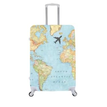 Imagem de Capa de Mala Personalizada Mapas Estilo e Proteção Para Suas Viagens Bagagem (P - M - G) (MAPA 1, P - ATÉ 55 CM)