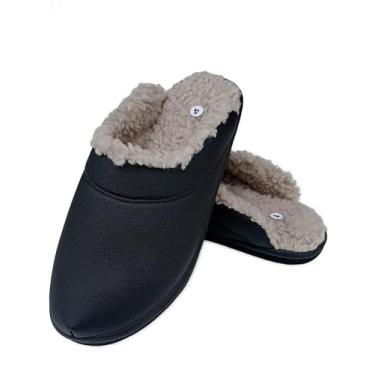 Imagem de Pantufa Masculina de Couro com Lã Carneiro Jade Camel - Pantufa Chinelo 33 ao 48 (41/42, BR, Adulto, Faixa Numérico, 41, 42)