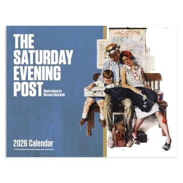 Imagem de Calendário de parede suspenso Norm Rockwell Saturday Evening Post 2026 - 48 cm x 28 cm (aberto) Agenda e organizador de compromissos mensais 2026. Capas do Saturday Evening Post por Norman.