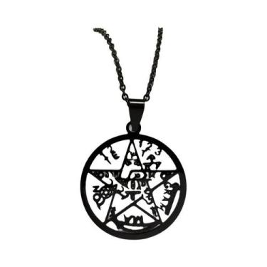 Imagem de Colar Unissex De Aço Inoxidável Com Pingente Pentagrama Tetragrammaton