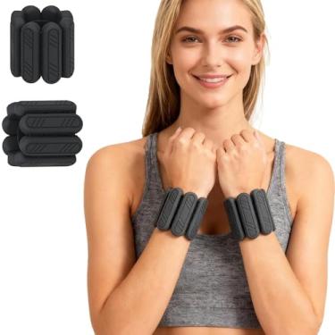 Imagem de VROROPX Pesos de tornozelo para mulheres e homens – Pesos de pulso ajustáveis para treinamento de força, design de borracha de silicone respirável e confortável