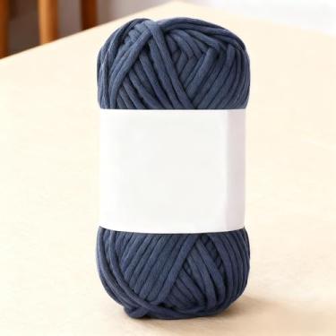 Imagem de Fio tubular - 1 pacote de 100 g - 72% algodão 28% nylon - nº 5 volumoso - 100 m - para tricô, crochê e amigurumi (15 azul jeans)