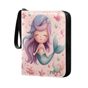 Imagem de Wassud Fichário de 4 bolsos para cartões colecionáveis de sereia de desenho animado com 400 cartões padrão, álbum TCG CCG MTG à prova d'água, presentes para colecionadores, meninos e meninas