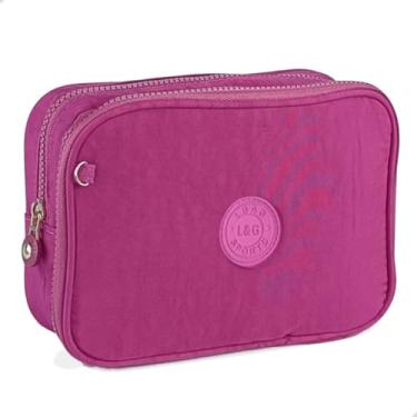 Imagem de Estojo Escolar Feminino Box Grande Bolsinha Colorida Caneta Lapis Organizadora Divisorias (ROXO)