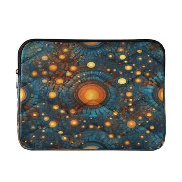 Imagem de Wassud Capa para laptop 35,5 cm abstrata azul circular à prova de choque à prova d'água poliéster bolsa para laptop capa para notebook computador tablet