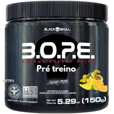 Imagem de PréTreino BOPE 150g Suplemento em Pó Black Skull B.O.P.E. Energia Disposição Caveira Preta-Unissex