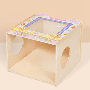 Imagem de Naroote Casa de Hamster de Madeira Grande Espaço Sem Fundo Seguro para Usar para Dormir Brincar Descansar Adequado para Pequenos Animais de Estimação Placa Orgânica Transparente Alta