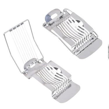 Imagem de Fatiador de Ovos em Aço Inoxidável, 10 Fios de Corte, Rotação 180°, 23cm x 8cm, para Presunto, Queijos, Frutas, Vegetais