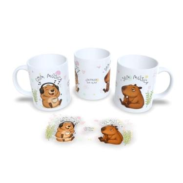 Imagem de Caneca de Cerâmica com Urso Professor, Frase Motivacional Educação, Design Aquarela Colorido Azul Verde Bege, 325ml, Resistente a Microondas (22)