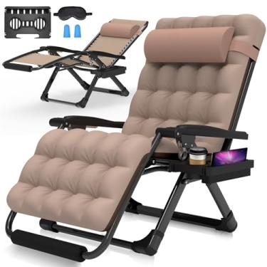 Imagem de Suteck Cadeira grande de gravidade zero, cadeira de lounge 2GG de 83 cm com almofada removível e encosto de cabeça, cadeira de acampamento reclinável com trava e apoio para os pés atualizados,