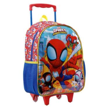 Imagem de Mochila Para Meninos Spider Man Homem Aranha Reforçada Com Bolsos Garrafinha - 11710 - Xeryus Kids Vermelho