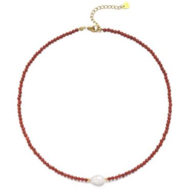 Imagem de Colar feminino com contas de cristal e pedras preciosas com pérolas de água doce e contas coloridas para mulheres, gargantilha moderna de pedra natural, Cristal, Sem Pedra Preciosa