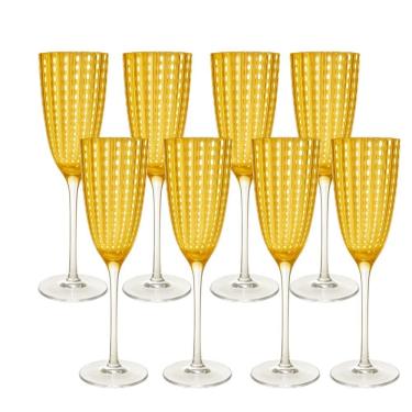 Imagem de Kit 8 Taças Para Espumante Champanhe De Vidro Orquídea âmbar 200ml Wolff
