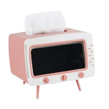 Imagem de Suporte Decorativo TV Retro porta Lenços Rosa XC-SP-62 - XCell