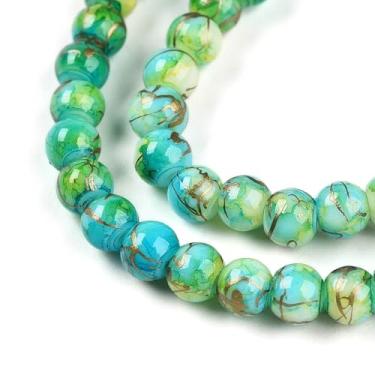 Imagem de 100 peças de vidro de jade imitação de 4 mm contas redondas verde-limão contas de vidro rachado contas espaçadoras lisas e soltas para brincos faça você mesmo, colar, pulseira, fabricação de joias