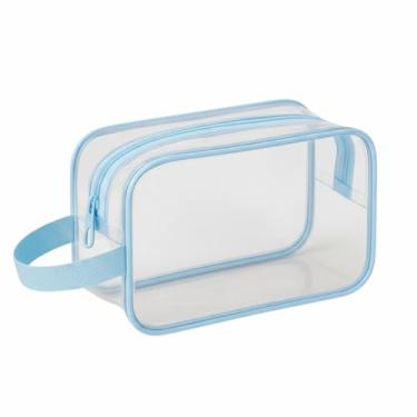 Imagem de Necessaire Transparente Organizador Em Plástico Para Maquiagem (AZUL CLARO, 5 UNIDADES)