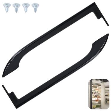 Imagem de Maçaneta de porta de geladeira 5304506471 5304486361 de 2 peças, compatível com geladeira Frigidaire, peça de substituição para AP6036332 PS11731976 EAP11731976, contém 4 parafusos (preto)