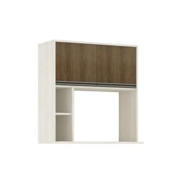 Imagem de Armário Aéreo De Cozinha 80cm 2 Portas 4 Prateleiras E Nicho Microondas Linea Luciane Móveis