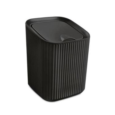 Imagem de Lixeira Pia Quadrada 3L Usual Utilidades Cor:Preto, Preto