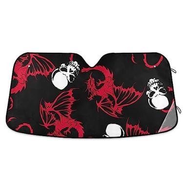 Imagem de Guarda-sol de caveira e dragão para janela de carro, proteção UV para-sol dobrável para janela de carro, para SUV, para-sol de carro, acessórios de carro