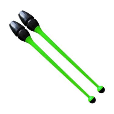 Imagem de simhoa Conjunto de 2 bastões de ginástica rítmica conectáveis, com 36 cm de comprimento, feitos de borracha, ideais para exercícios e treinamento, Verde